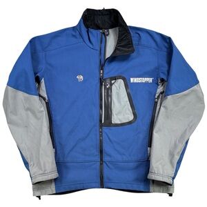 Vintage Mountain Hardwear Gore Windstopper Softshell Jacket Men XL Blue/Gray USA